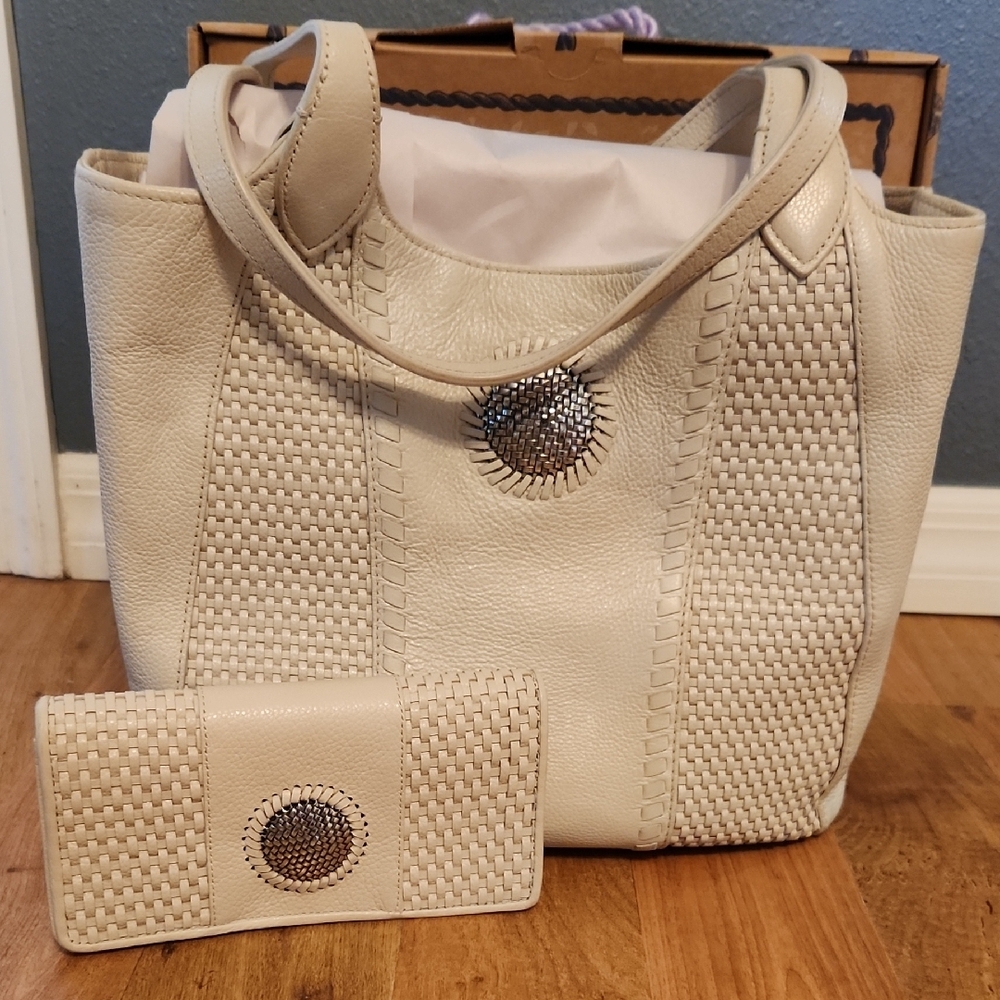 Elegant Cream Tote Bag and Wallet Set